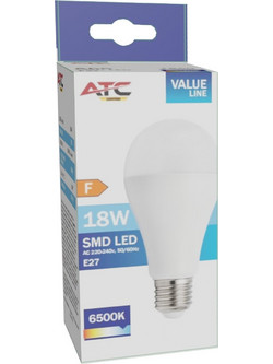ATC SMD LED Λαμπτήρας A65 230V 18W/1850LM E27 6500K