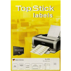 Topstick 3300 Αυτοκόλλητες Ετικέτες Α4 Ορθογώνιες 70x25.4mm 8702