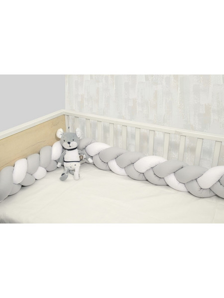 Baby Oliver Des 3150 Πάντα Κούνιας Πλεξούδα Λευκό Γκρι 20x200cm