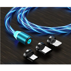 Vivid LED Cable USB to Type-CLightningMicro USB Magnetic Blue