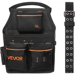 VEVOR Tool Pouch with Belt, 14 Pockets Professional Tool Belt Pouch for men, Heavy Duty Αποσπώμενη ρυθμιζόμενη βοηθητική τσάντα εργασίας για Ηλεκτρολόγο, Ξυλουργό, Κατασκευές, Ρυθμίζει μέση 83 cm έως