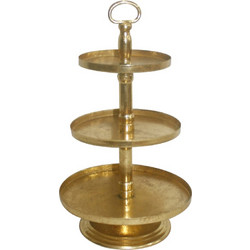 STAGE ΟΡΝΤΕΒΙΕΡΑ 3 ΕΠΙΠΕΔΑ 20x20x35cm ΜΕΤΑΛΛΟ ΧΡΥΣΟ 4τμχ