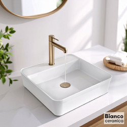 Bianco Rona Επικαθήμενος Νιπτήρας Μπάνιου Πορσελάνης 45x45cm Λευκός 528-35980-300