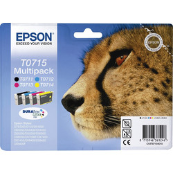 Epson T0715 B/C/M/Y Πακέτο 4 Μελανιών Εκτυπωτή Inkjet C13T071540