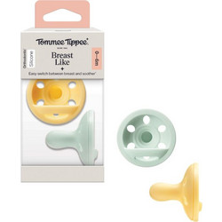 Tommee Tippee Breast Like Ορθοδοντικές Πιπίλες Σιλικόνης 0-6m Κίτρινο Πράσινο Mint 2τμχ