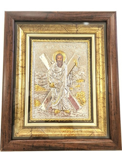 Ασημένια Εικόνα 925 Άγιος Ανδρέας με τζάμι 28x32cm