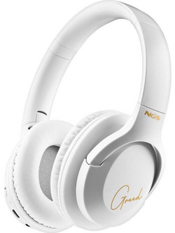 NGS Artica Greed Ασύρματα Bluetooth Ακουστικά Over Ear Λευκά