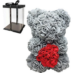 Rose Bear 25cm - Γκρι με Κόκκινη Καρδιά