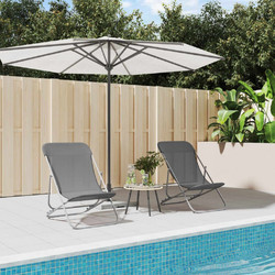 vidaXL Set Καρεκλάκι Παραλίας Γκρι 2τμχ 360190