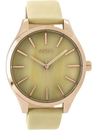 Oozoo Timepieces Γυναικείο Ρολόι με Μπεζ Δερμάτινο Λουράκι C9500