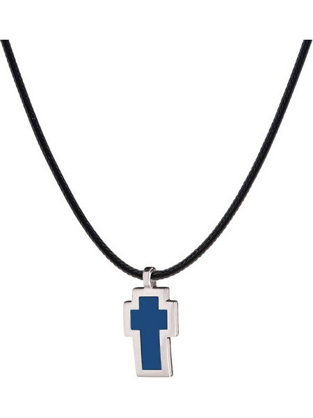 Very Gavello Tattoo Κολιέ Σταυρός Λευκόχρυσος με μπλε essensa Κ9 VPTA-M-W14(Medium)