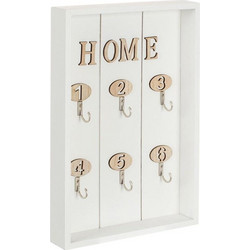Κλειδοθήκη Ξύλινη Λευκή HOME 6 Γάντζοι 20x30cm