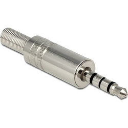 DELOCK Βύσμα 3.5mm Stereo, 4 pin, Bend Protection, metal, ασημί