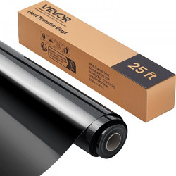 Βινύλιο μεταφοράς θερμότητας VEVOR, 304,8 x 7260mm, Γυαλιστερό μαύρο σίδερο HTV σε ρολό βινυλίου, εύκολο στην κοπή και το ξερίζωμα, ισχυρή πρόσφυση, συμβατό με μηχανές κοπής, για διάφορα υλικά, μπλουζ