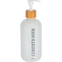 Γυάλινος Διανεμητής Dispenser Δοχείο για Conditioner και Κρεμοσάπουνο σε Λευκό Χρώμα 500ml - Aria Trade