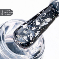 Alezori Non Wipe Luxury Silver Top Coat Glitter Ημιμόνιμο Βερνίκι Νυχιών 15ml