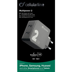 Cellular Line CL 356964 Φορτιστής Χωρίς Καλώδιο με 2 Θύρες USB-A 30W Black