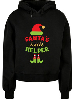 Ladies Christmas Santa's Little Helper Hoody black