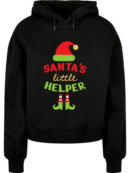 Ladies Christmas Santa's Little Helper Hoody black