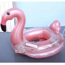 Παιδικό φουσκωτό θαλάσσης flamingo με χερούλια ροζ