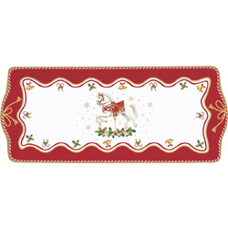 Easy Life Christmas Tale Ορθογώνια Πιατέλα Πορσελάνης Κόκκινη 35x15cm