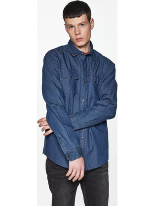 Replika Πουκάμισο με Μακρύ Μανίκι Denim - Denim