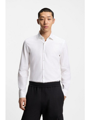 Hugo Ανδρικό Πουκάμισο Βαμβακερό Μακρυμάνικο Slim Fit Λευκό 50555295-100