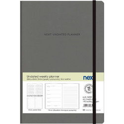 Next Undated weekly planner premium flexi γκρι 14x20,5 εκ. Δυνατότητα εκτύπωσης Γκρί