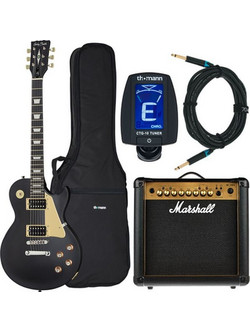 Harley Benton SC-400 Vintage Series Bundle SBK Ηλεκτρική Κιθάρα Single Cut με HH Μαγνήτες και Ταστιέρα Maple
