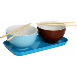 DELHI ΣΕΤ NOODLE 8τμχ ΓΑΛΑΖΙΟ/ΚΑΦΕ 53081/397/TP