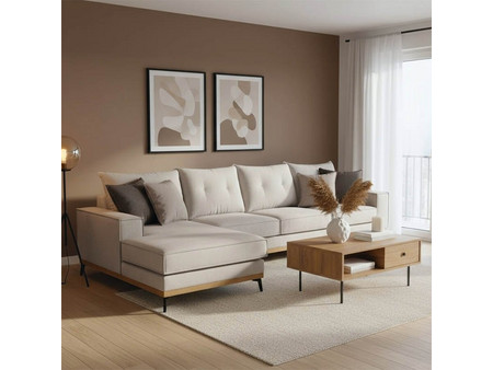 Pakoworld Luxury II Γωνιακός Καναπές Δεξιά Γωνία Μπεζ 290x235x95cm 168-000016