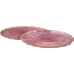 Πιάτο Ρηχό Goblen (Σετ 6Τμχ) 337GLZ1232 28cm Plum-Gold Hermia Γυαλί