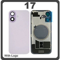 For Apple iPhone 17 (A3520, A3258) Rear Back Battery Cover + Metal Plate + Camera Lens Purple