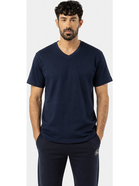 ΜΟΝΟΧΡΩΜΑ T-SHIRTS ΜΕ V BODY MOVE 1389 - Μπλε Σκούρο