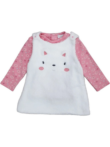 Φόρεμα Μακρυμάνικο White Pink Kitty