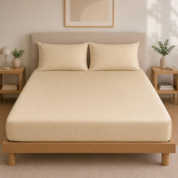 Astron Σεντόνι Ημίδιπλο Βαμβακερό με Λάστιχο 120x200+40 Πεννιέ Beige