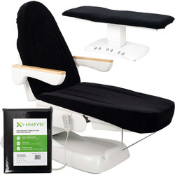 Velour sheet with elastic and ties for cosmetic chair, black