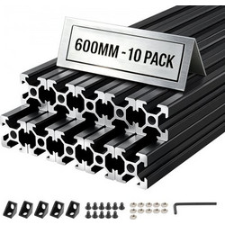 VEVOR 10PCS 2020 Προφίλ Εξώθησης Αλουμινίου, 23,62 Inch (60,0 cm) 600 mm, T Slot Ευρωπαϊκό Πρότυπο Ανοδιωμένη Γραμμική Ράγα, Υψηλής Αντοχής Εξωθημένη Ράγα Αλουμινίου, για Ανταλλακτικά 3D Εκτυπωτών και