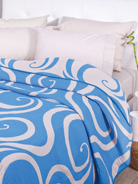 Palamaiki Κουβερλί Cotton Rich 220x260 CURVES BEIGE/BLUE Μπλε