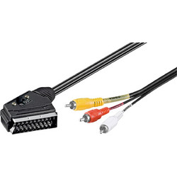 GOOBAY καλώδιο SCART 21-pin σε 3x RCA 50364, 2m, μαύρο