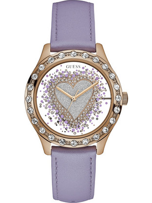 Guess Γυναικείο Ρολόι με Μωβ Δερμάτινο Λουράκι W0909L3