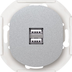 EON E6161.S 2xUSB Πρίζα Φόρτισης 2.1A 5V Χωρίς Πλαίσιο Κάλυψης Ασημί