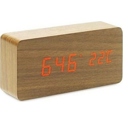 Ξύλινο Ρολόι με Ημερολόγιο & Θερμόμετρο Wooden Clock