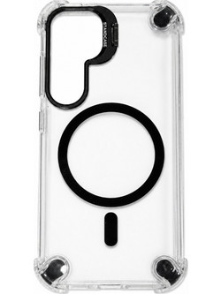 Σκληρή Θήκη με Magsafe και Βάση Στήριξης για Samsung Galaxy S25 - Διάφανο / Μαύρο