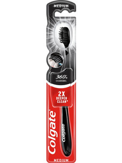 Colgate 360 Black Medium Οδοντόβουρτσα Μαύρη