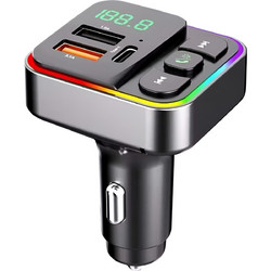 FM Transmitter Bluetooth Αυτοκινήτου με USB, USB-C PD και RGB Φωτισμό HM145