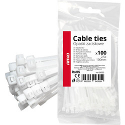 AMIO 04305/AM ΔΕΜΑΤΙΚΑ/ΔΕΤΙΚΑ ΚΑΛΩΔΙΩΝ TIE WRAP (ΤΑΙΡΑΠ) 2.5 x 100mm (ΛΕΥΚΟ) - 100 ΤΕΜ