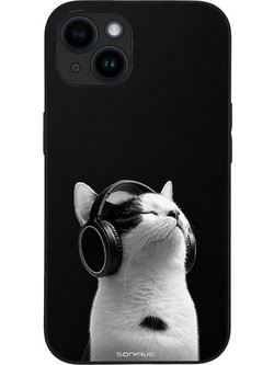 Sonique Men's Edition Back Cover με Σχέδιο «Audio Kitten - White» (iPhone 14)