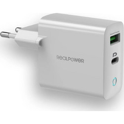 RealPower USB / USB Type-C Wall Adapter White Pc-20