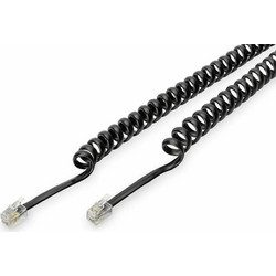 Digitus Σπιράλ Τηλεφωνικό Καλώδιο RJ11 6P4C 4m Μαύρο (AK-460101-040-S)